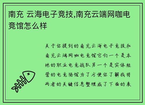 南充 云海电子竞技,南充云端网咖电竞馆怎么样